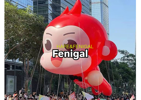 Customized 5m / 16ft PVC Helium Parade Balloons Cartoon Monkey Character Design