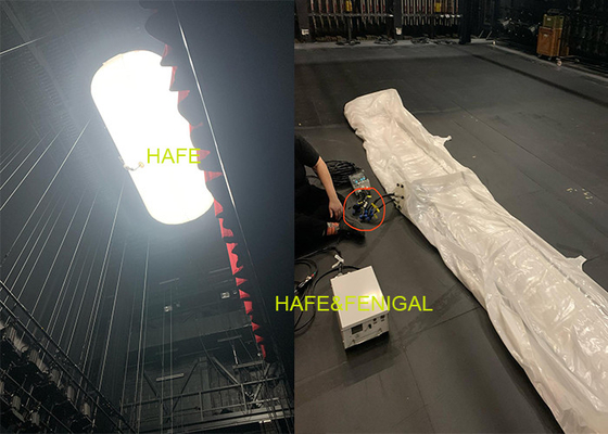 Dia 2.5m L 5m Inflatable Tube Led 1.8kw Balloon Light For Churches Theatre Stage Lighting