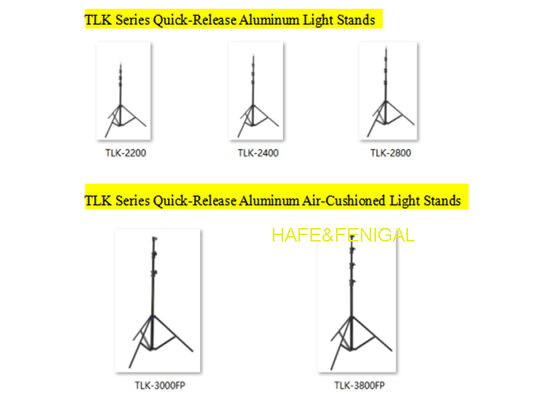 Black Air-Cushioned Quick Release Aluminum Light Stand 3m Max Height 5kg Load
