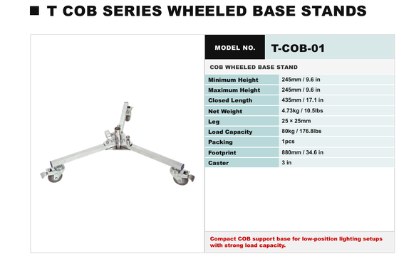 TCOB Series Cine-Grade Steel Light Stand with High-Grade Construction Dual Use and Detachable Legs