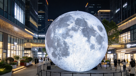 Moon Inflatable Balloon Light with Custom Printing for 360° Ambient Illumination and Helium-Ready Installation