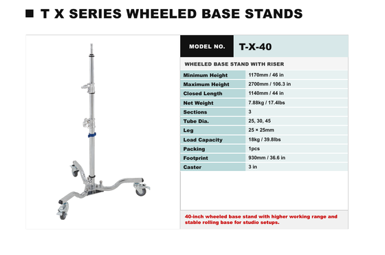 پایه سبک فیلم فولادی سری HAFE TX با ظرفیت بارگیری 80 کیلوگرم، ساختار فولادی درجه یک و پایه های جداشدنی و صفحه قفل چرخان 360 درجه